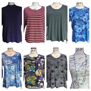 X-Large Bundle Women’s Tops Blouses & Handmade Beaded Necklace 8 for $40 EUC